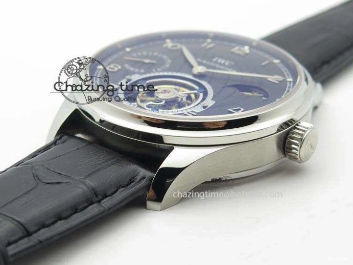 MIROTIME 0331 Portuguese Tourbillon Power Reserve Moonphase SS Black Dial On Black Leather Strap TechFriendly 7321
